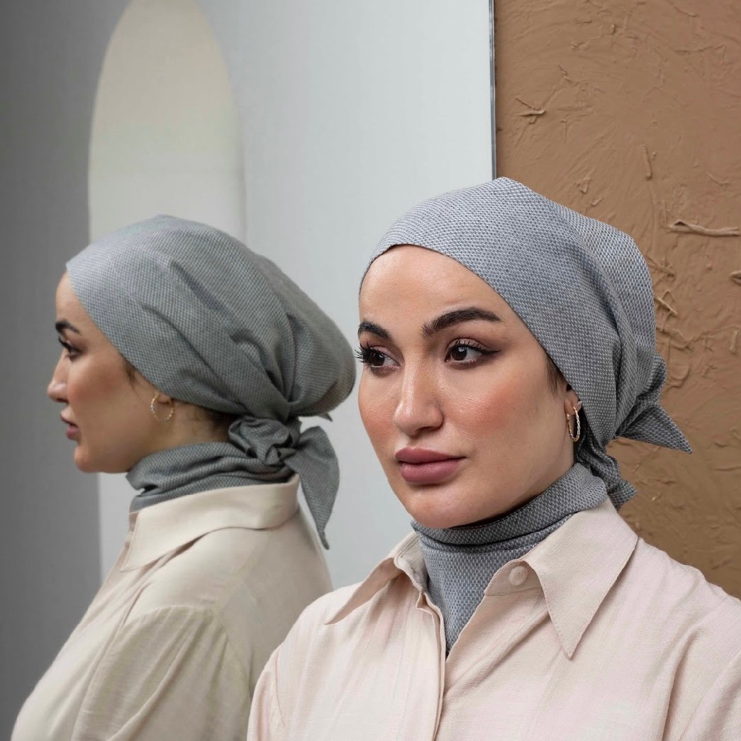 حجاب مثلث لينن + قطعة رقبة - صورة 2