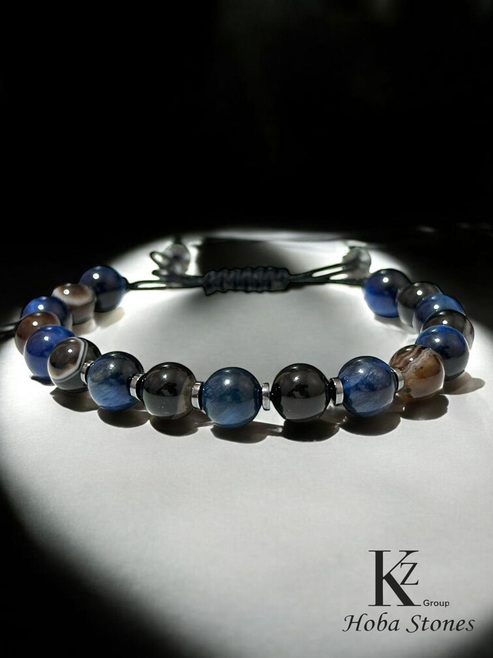 Bracelet Blue Tiger eye with Soliman’s Agate and Hematite separators - Image 1