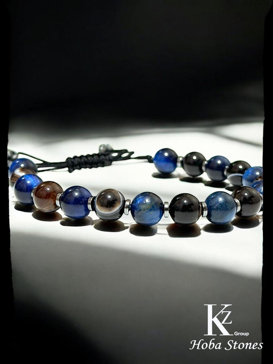 Bracelet Blue Tiger eye with Soliman’s Agate and Hematite separators - Image 2