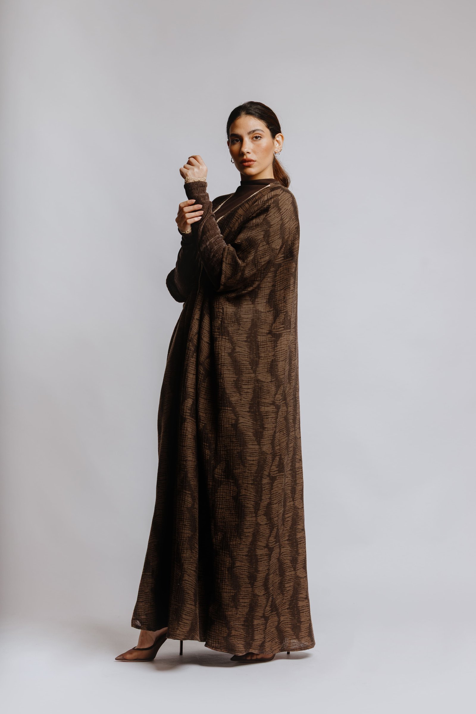 Lightweight wool with velvet Abaya - Image 14