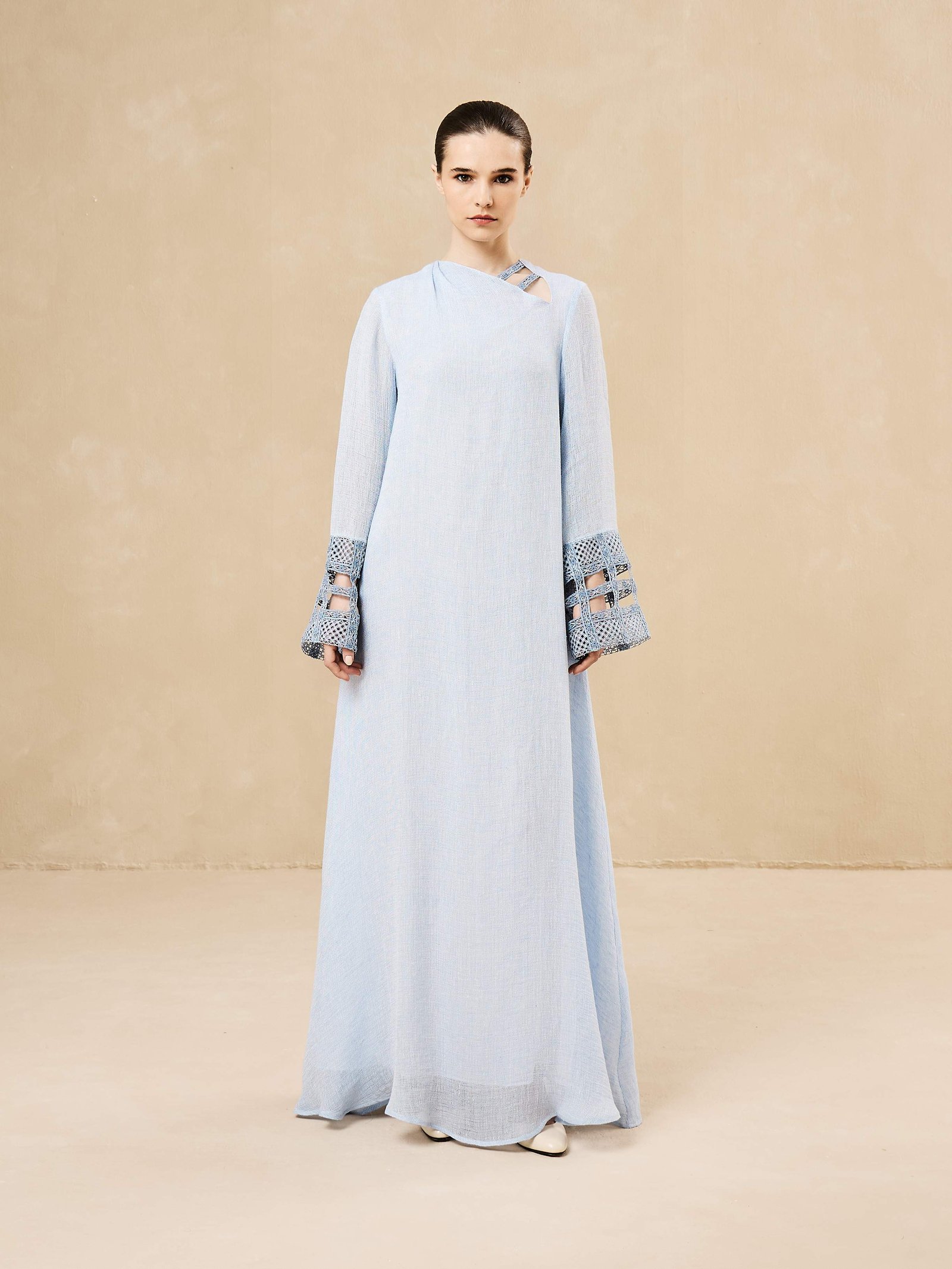 Baby blue dress with details on sleeves  - Image 2