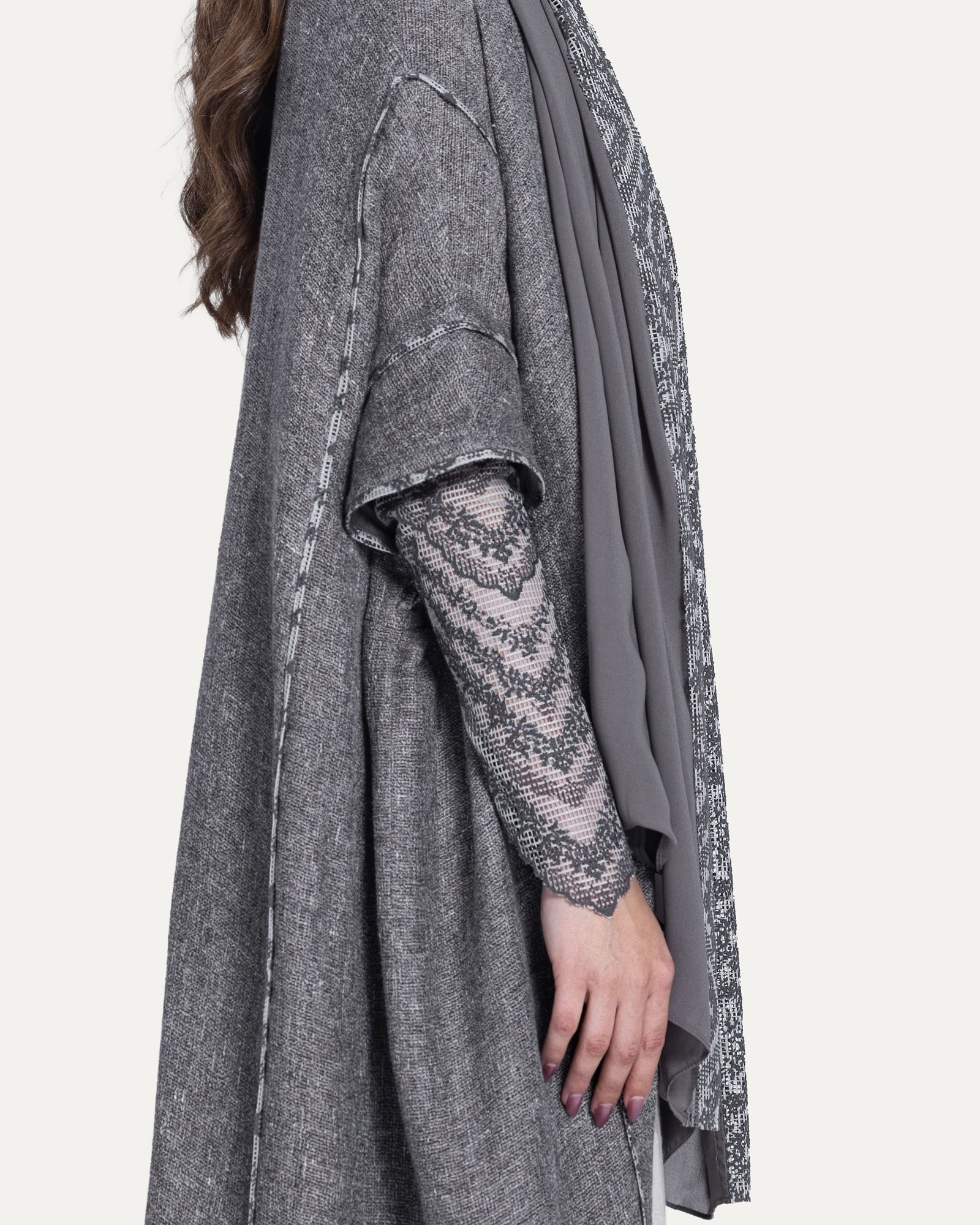 Grey with Lace Bisht - Image 4