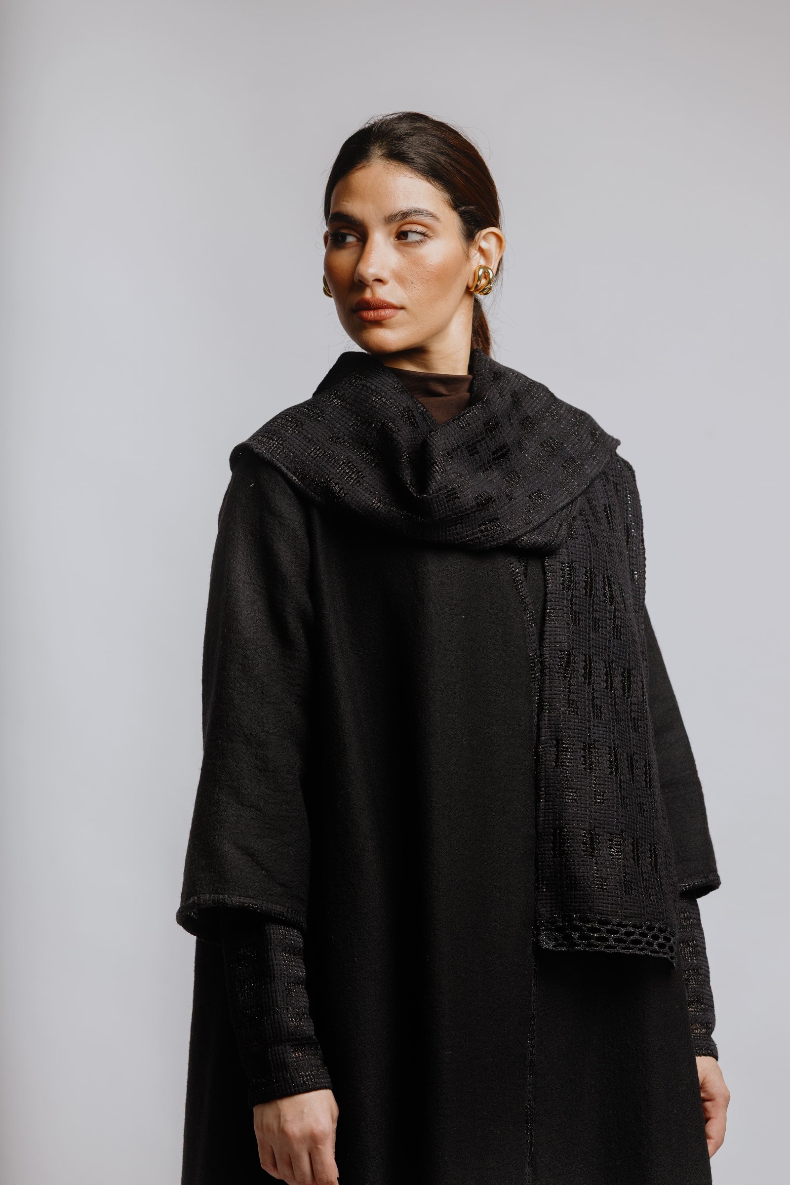 Elegant Black with shawl Abaya - Image 2