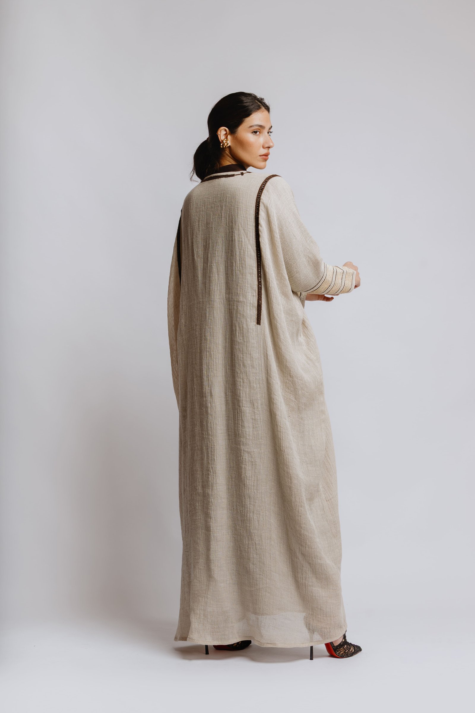 Baige Embroied Bisht - Image 9