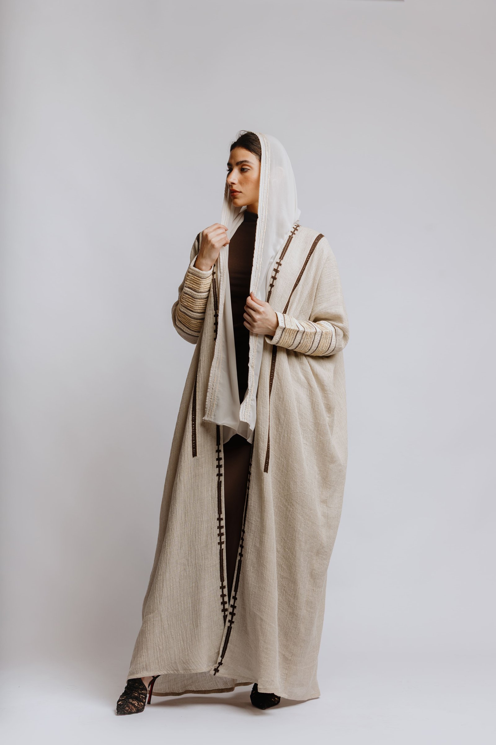 Baige Embroied Bisht - Image 5