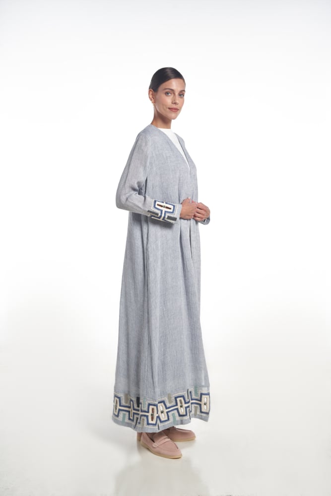 Beaded and Threads on Sleeves Abaya - Image 1