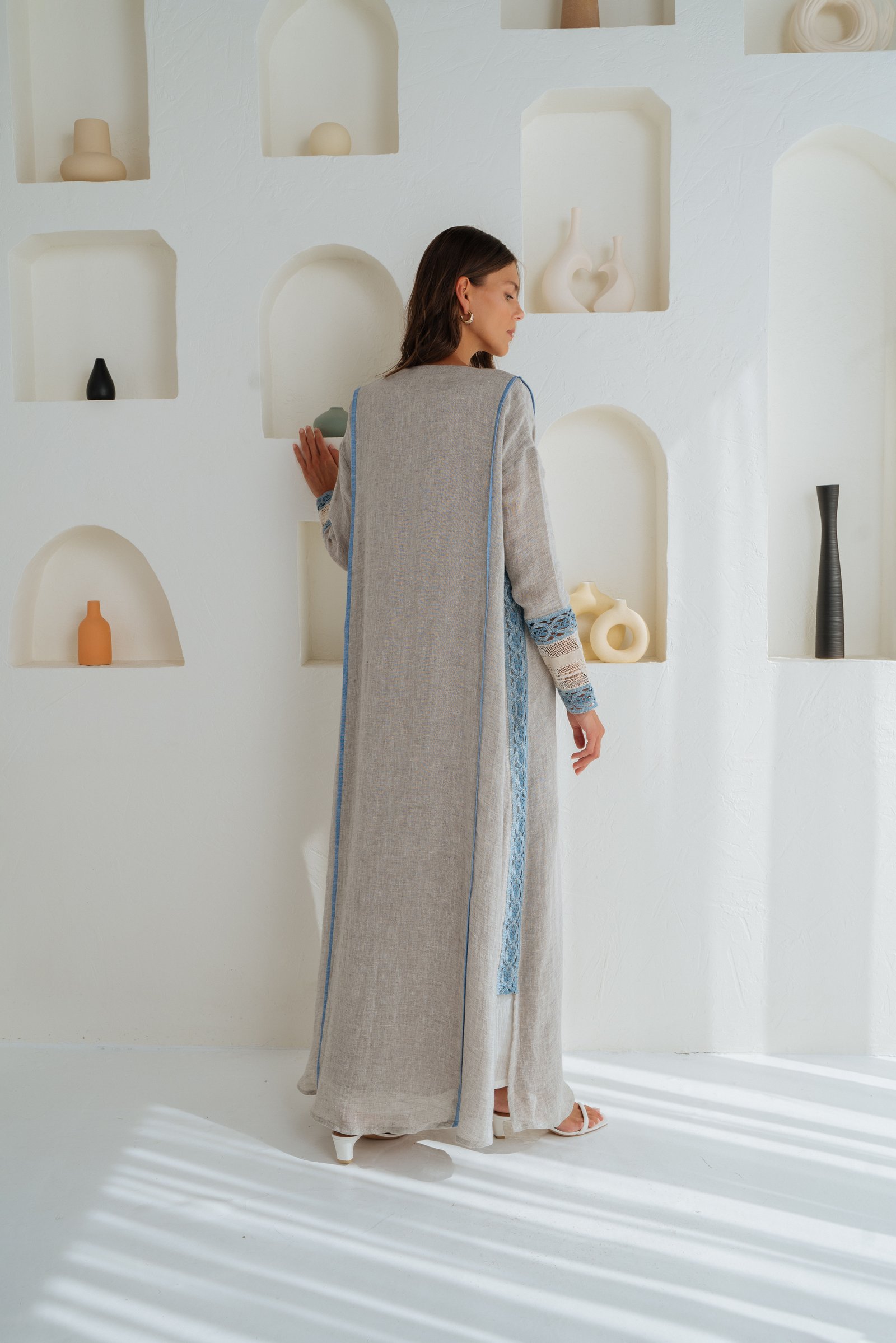Abaya with Lace on Sleeves - Image 3