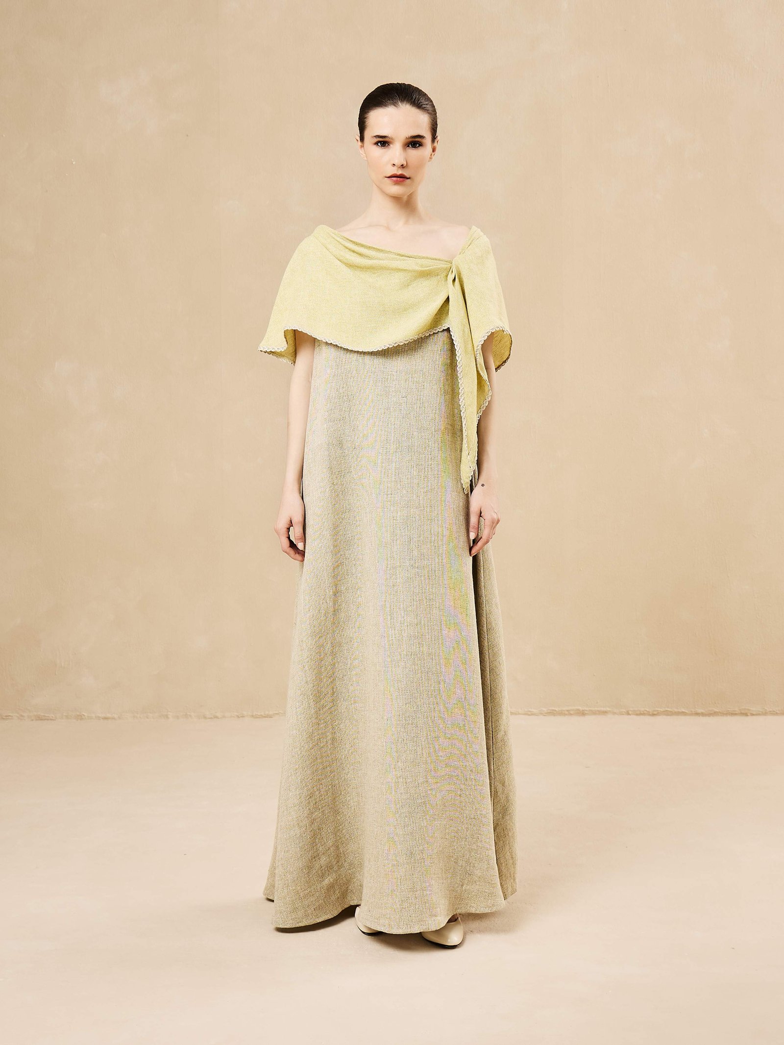 Dress with offshoulder scarf - Image 6