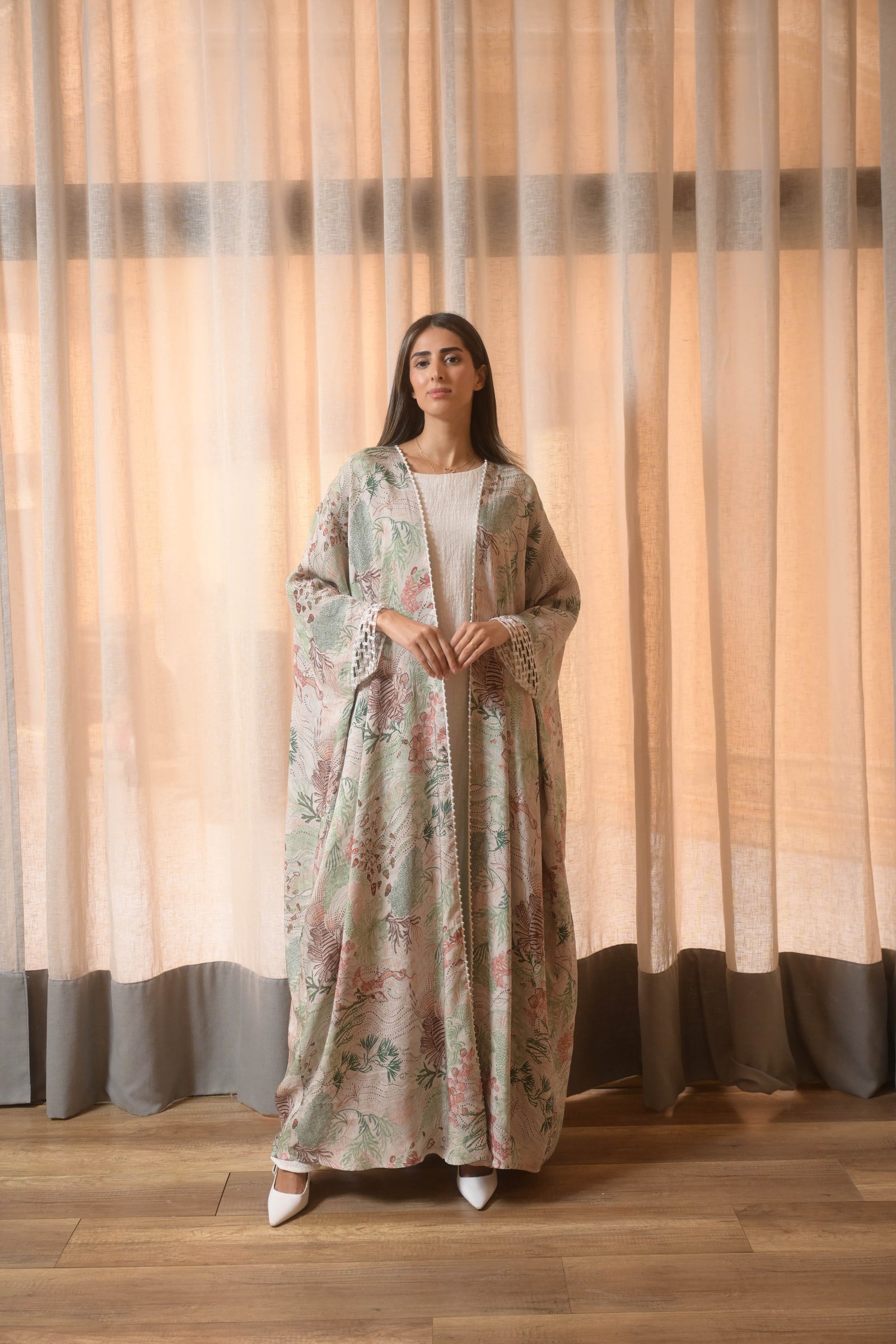 Printed Bisht Abaya - Image 2
