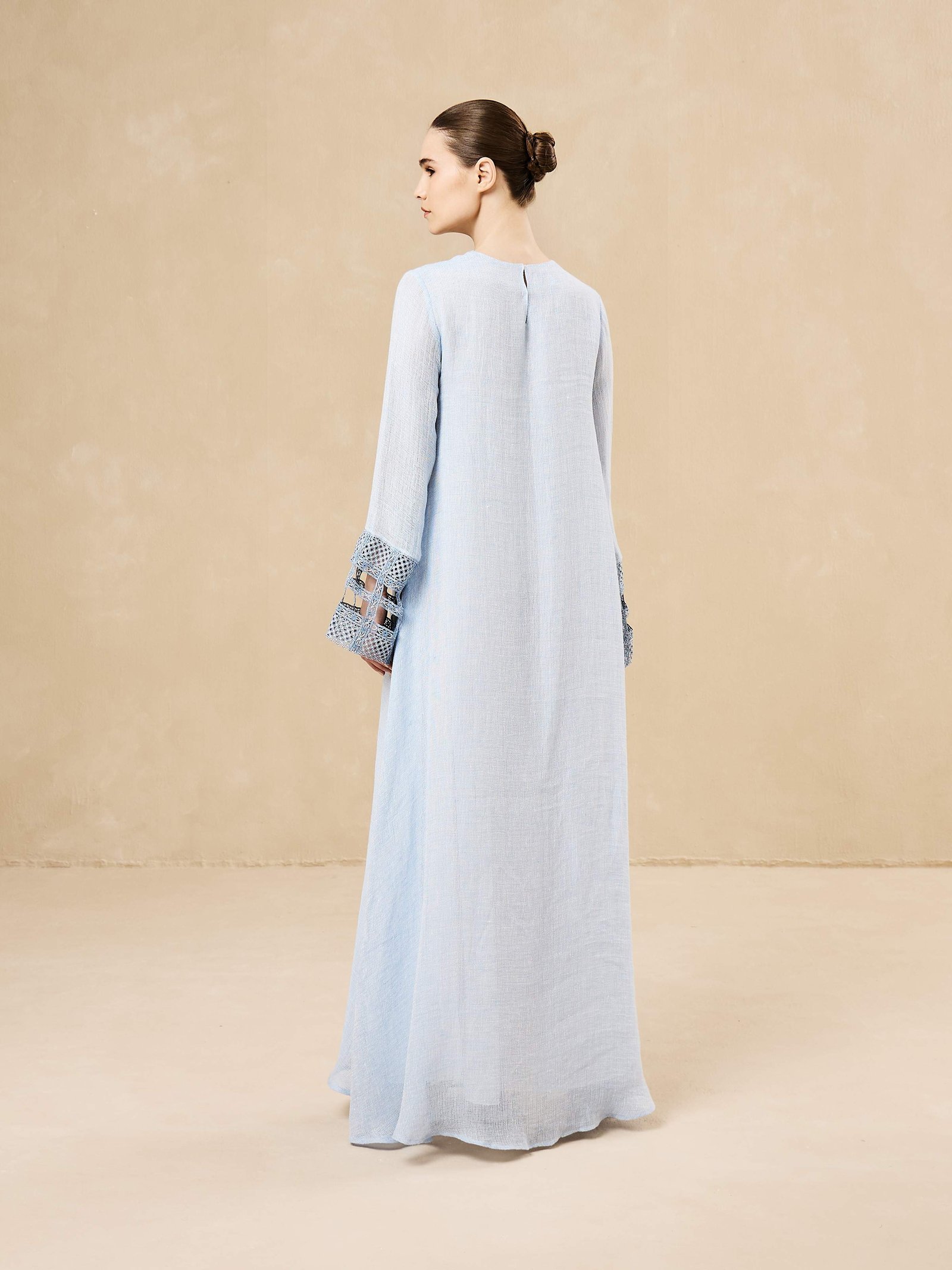 Baby blue dress with details on sleeves  - Image 3