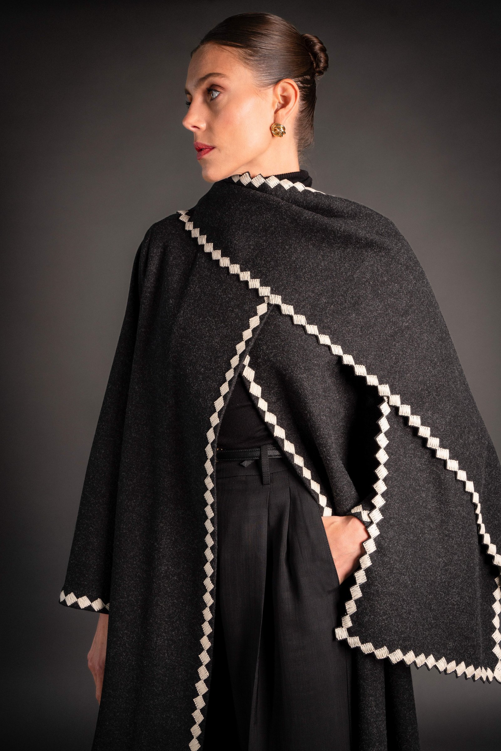 Black Abaya with scarf and embroidery - Image 5
