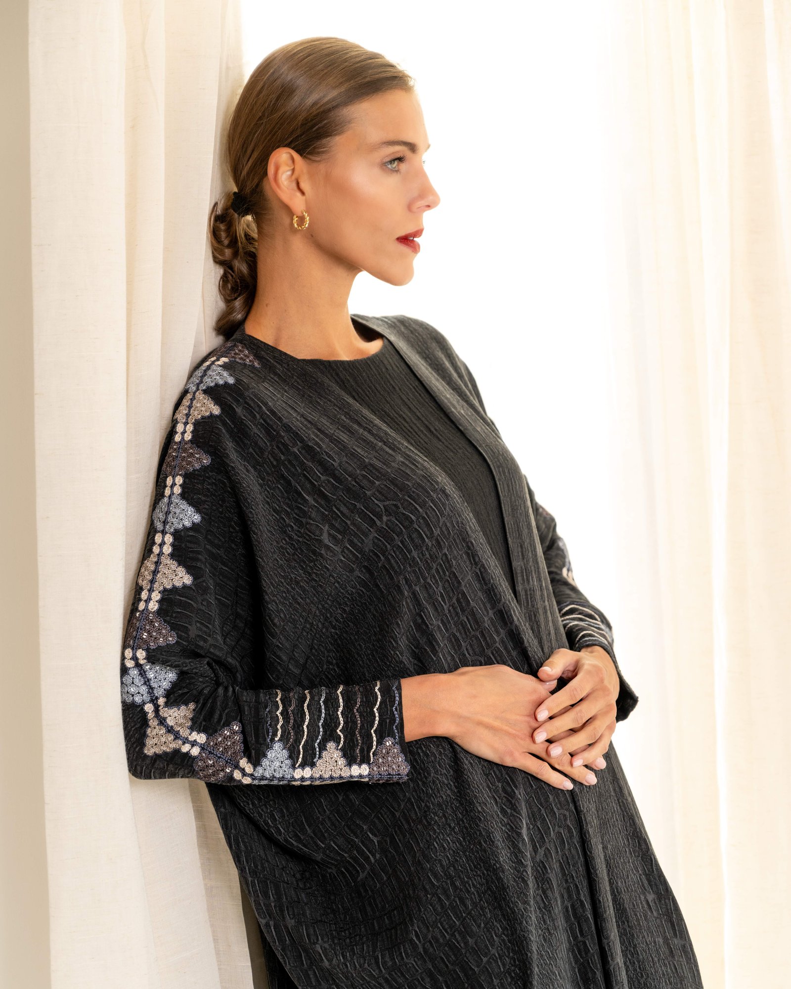 Black Bisht with embroidery - Image 6
