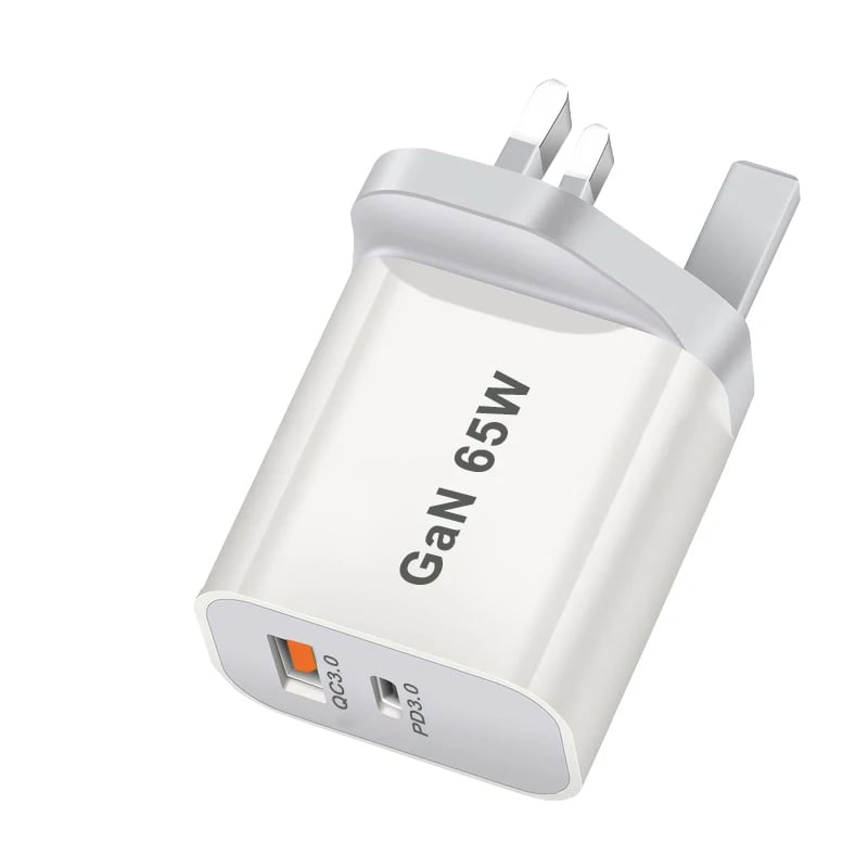 QC3.0/PD Fast Charger 65W Dual Port Charger For AU/EU/UK/US Plug Quick USB/Type-c Mobile Phone Charger For iphone C2C/C2L Cable - Image 8