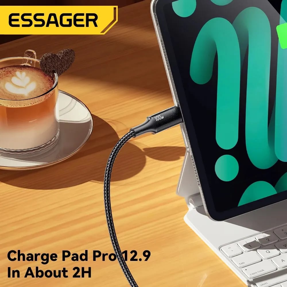Essager 100W USB C to USB Type C Cable PD Quick Charge Fast Charging For Xiaomi Mi11 Samsung Macbook iPad USB-C Charger Cord - Image 1