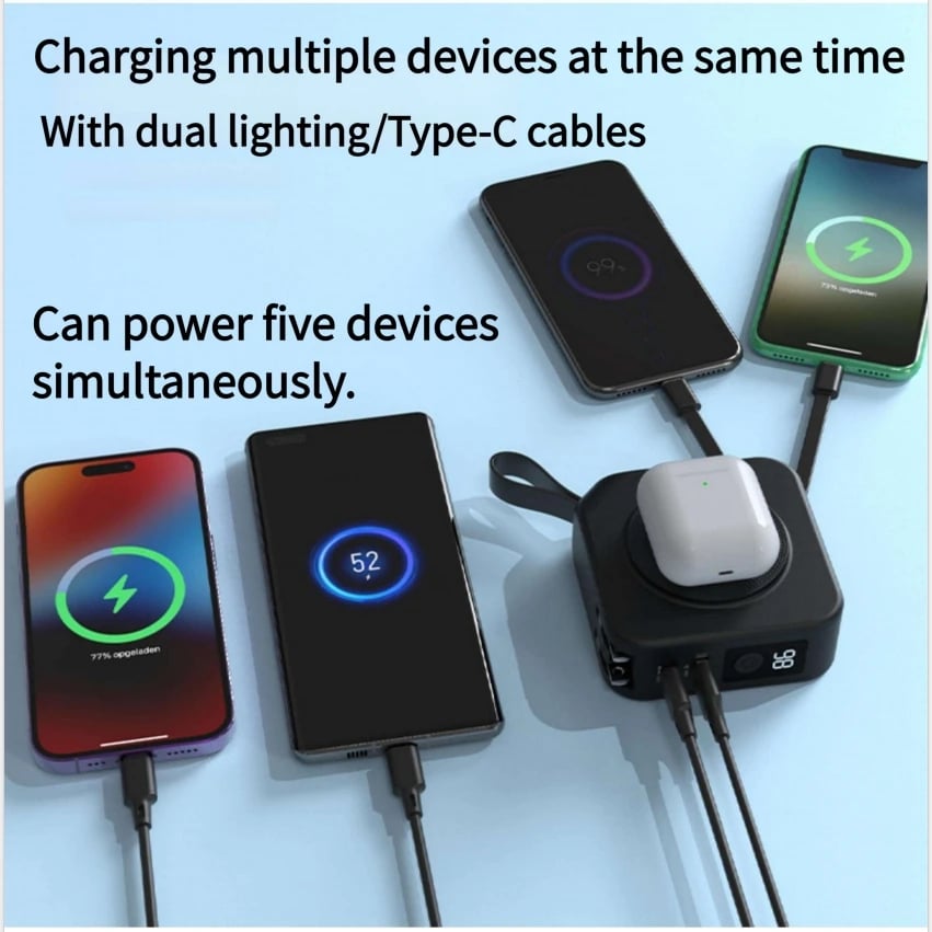 Magnetic wireless charging bank comes with cable and plug PD22.5W 10000mAh compact and portable charger iphone 14 mini powerful - Image 4