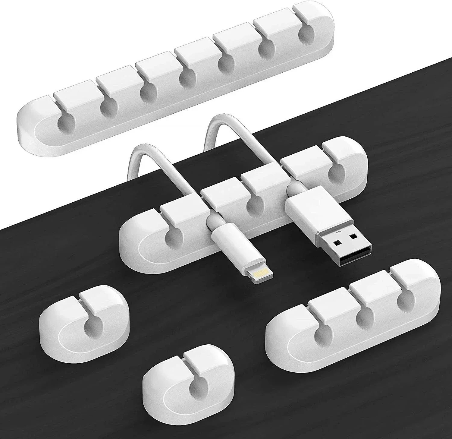 VIKEFON Cable Cord Wire Organizer Silicone USB Cable Winder Management Clips Self Adhesive for Mouse Keyboard Headset For iPhone - Image 1