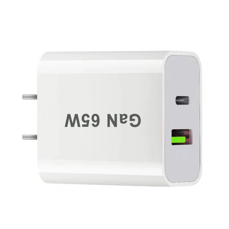 QC3.0/PD Fast Charger 65W Dual Port Charger For AU/EU/UK/US Plug Quick USB/Type-c Mobile Phone Charger For iphone C2C/C2L Cable - Image 2