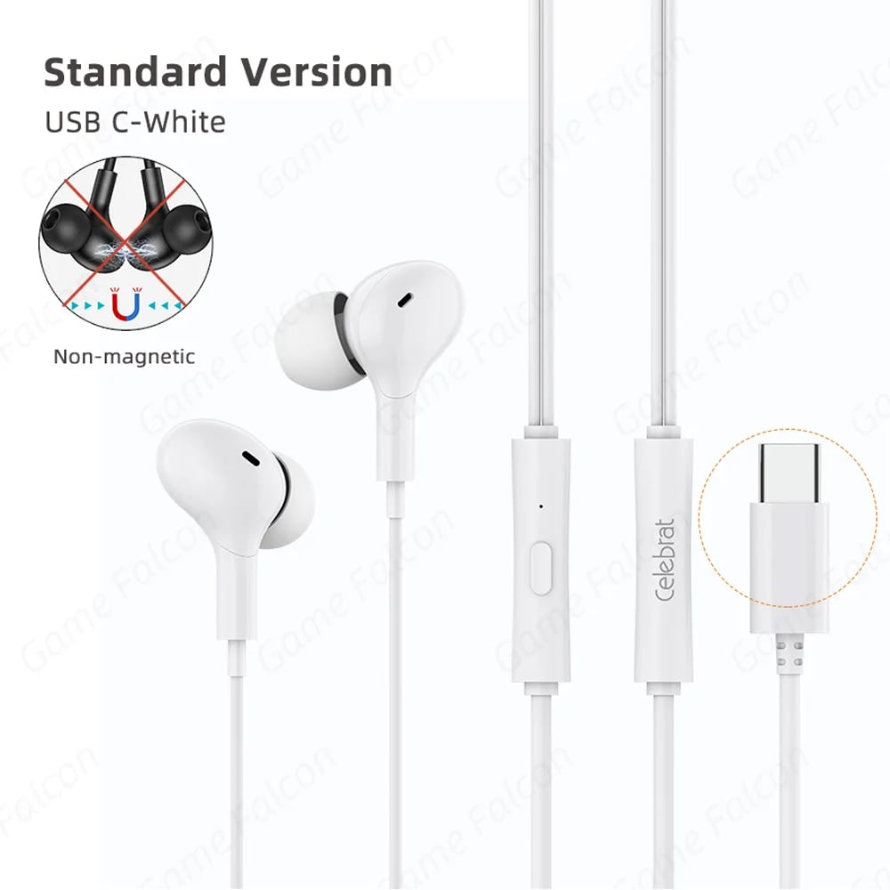 USB C Headphone for Samsung Galaxy S24 S25 S26 Ultra A17 A54 Magnetic Wired Earbuds Noise Canceling in Ear Earphones with Mic - Image 8