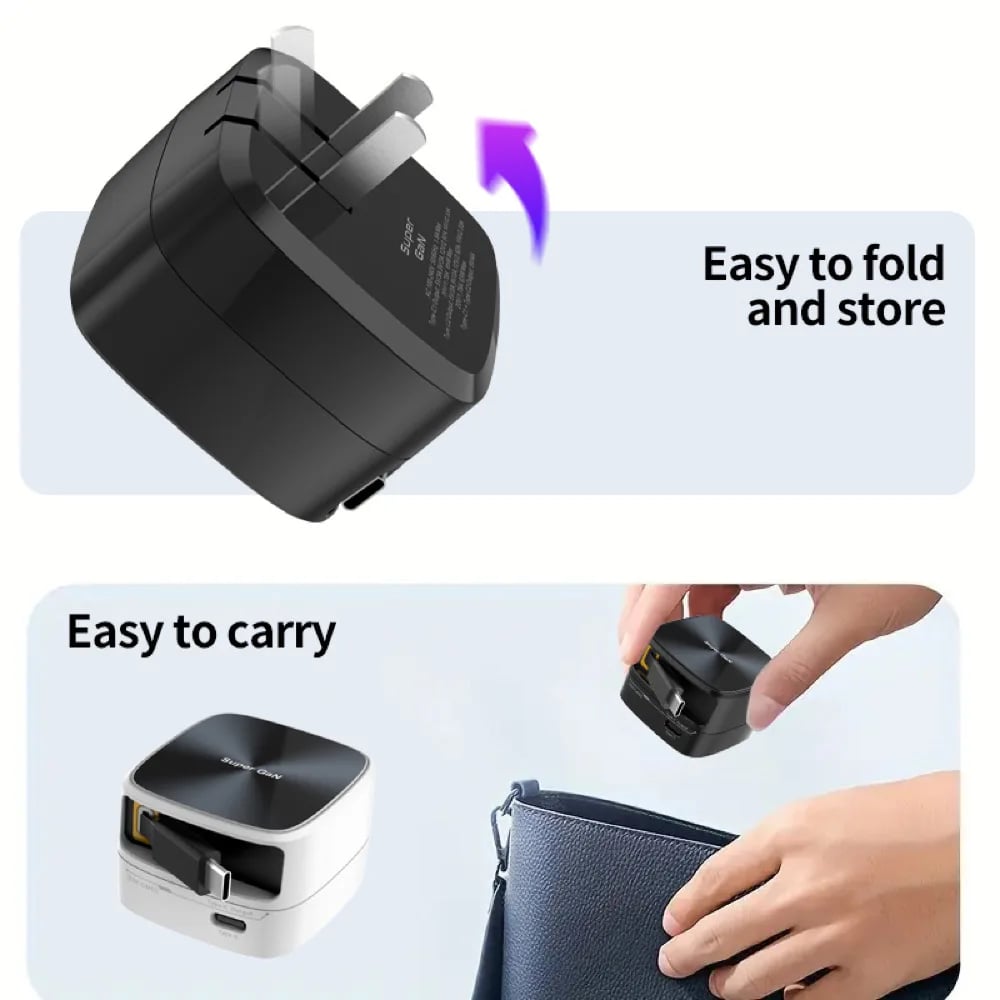 New 35W GaN Fast Charging Extension Cords Folding Storage Portable Type C For Huawei For iPhone 16 15 For Samsung Tablet Laptop - Image 4