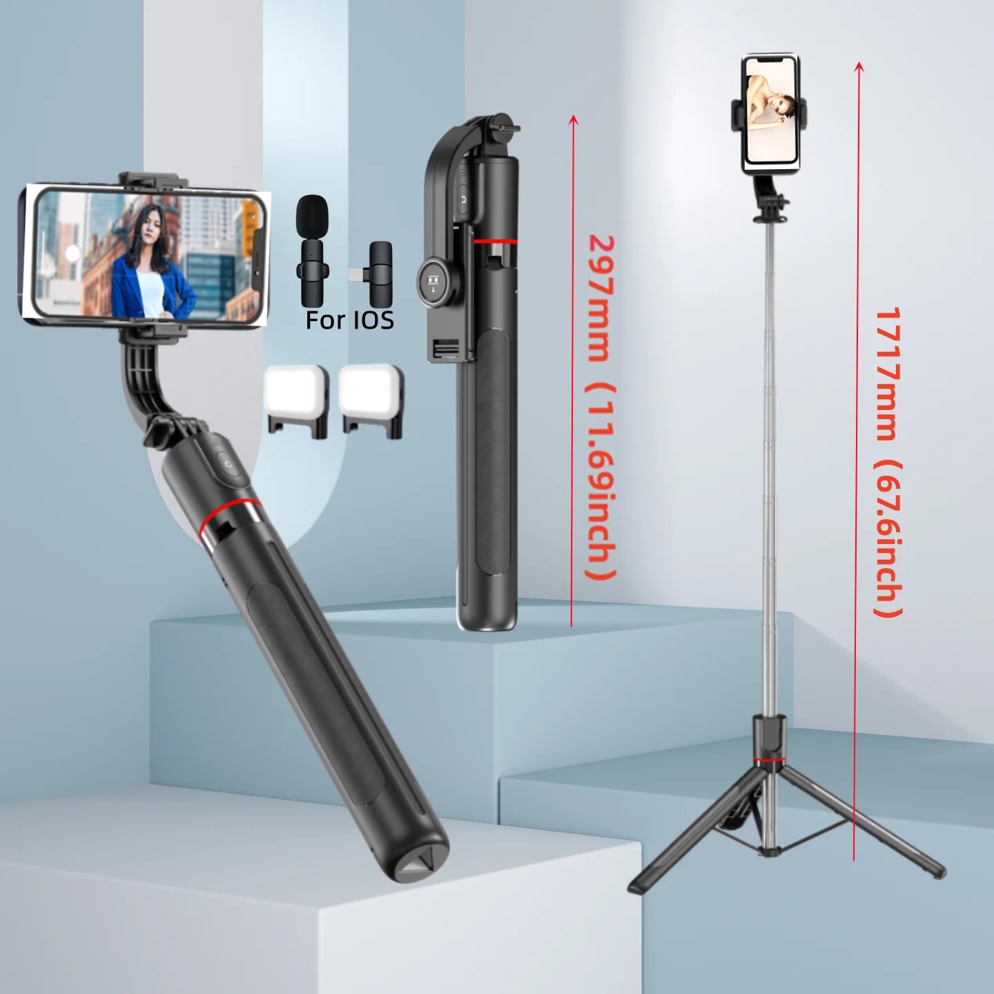 Roreta 1.7M Selfie Stick Wireless Tripod Stand with Bluetooth Remote Extendable Tripod for Mobile Phone Tlktok Live Streaming - Image 10