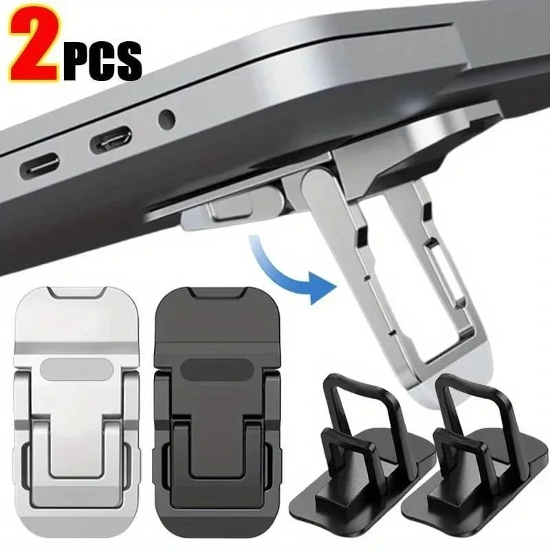 2pcs Mini Portable Zinc Alloy Laptop Stand With 2 Adjustable Angles Foldable Invisible Laptop Riser For Macbook Notebook Lenovo - Image 1