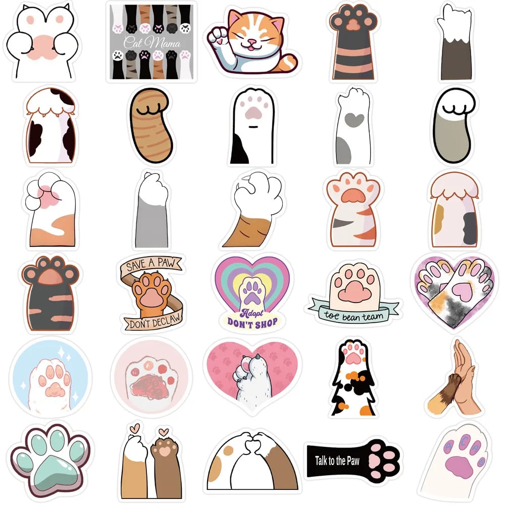 Cat Paw Stickers, Cute Paw Print Stickers, 61PCS Funny Vinyl Waterproof Stickers for Water Bottle Laptop Journal Scrapbook - Image 4