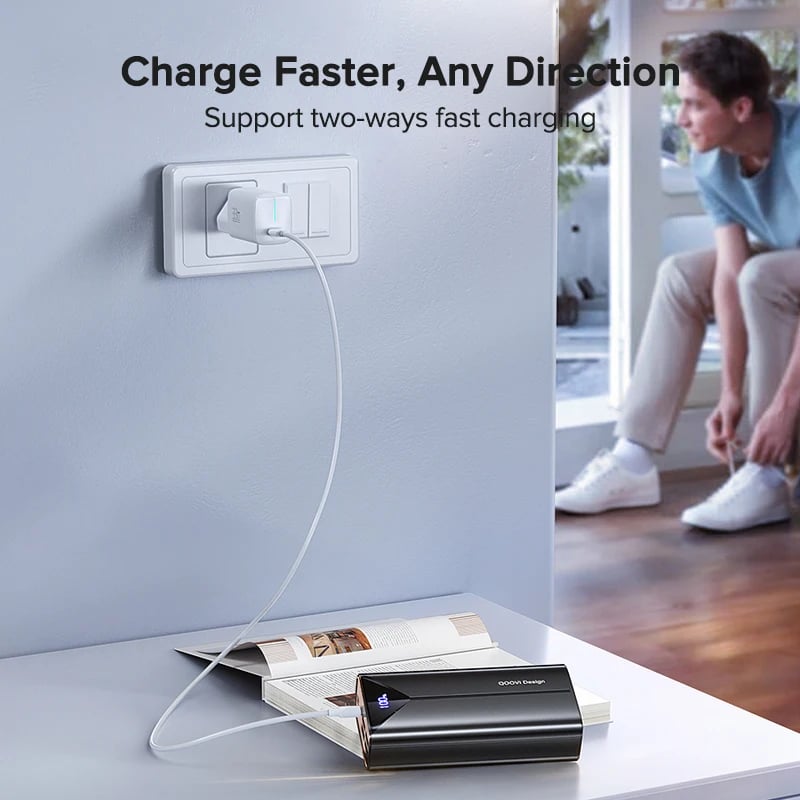 QOOVI 30000mah Power Bank 22.5W Fast Charging Built-in Cable External Large Battery Portable Charger For iPhone Samsung Xiaomi - Image 3