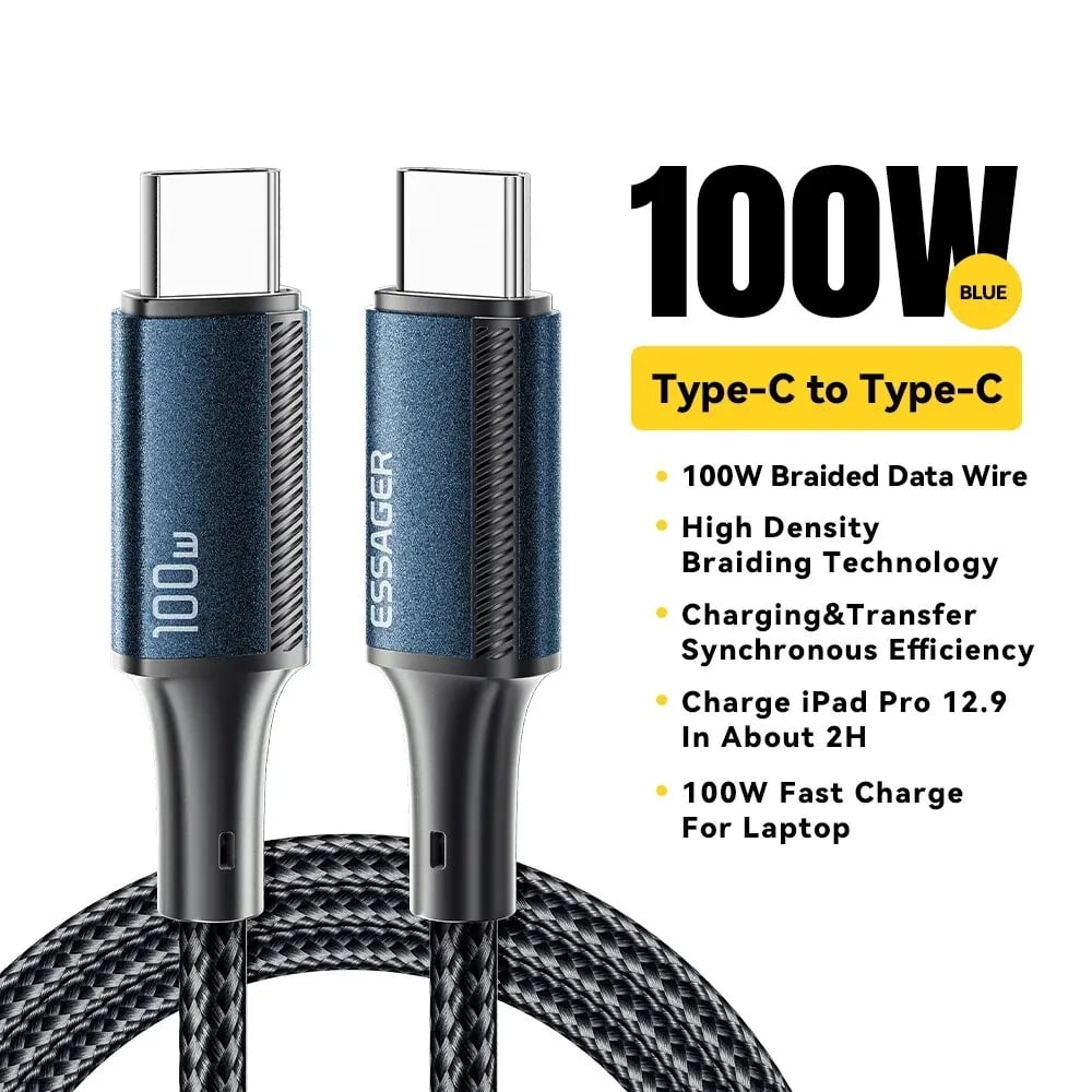 Essager 100W USB C to USB Type C Cable PD Quick Charge Fast Charging For Xiaomi Mi11 Samsung Macbook iPad USB-C Charger Cord - Image 7