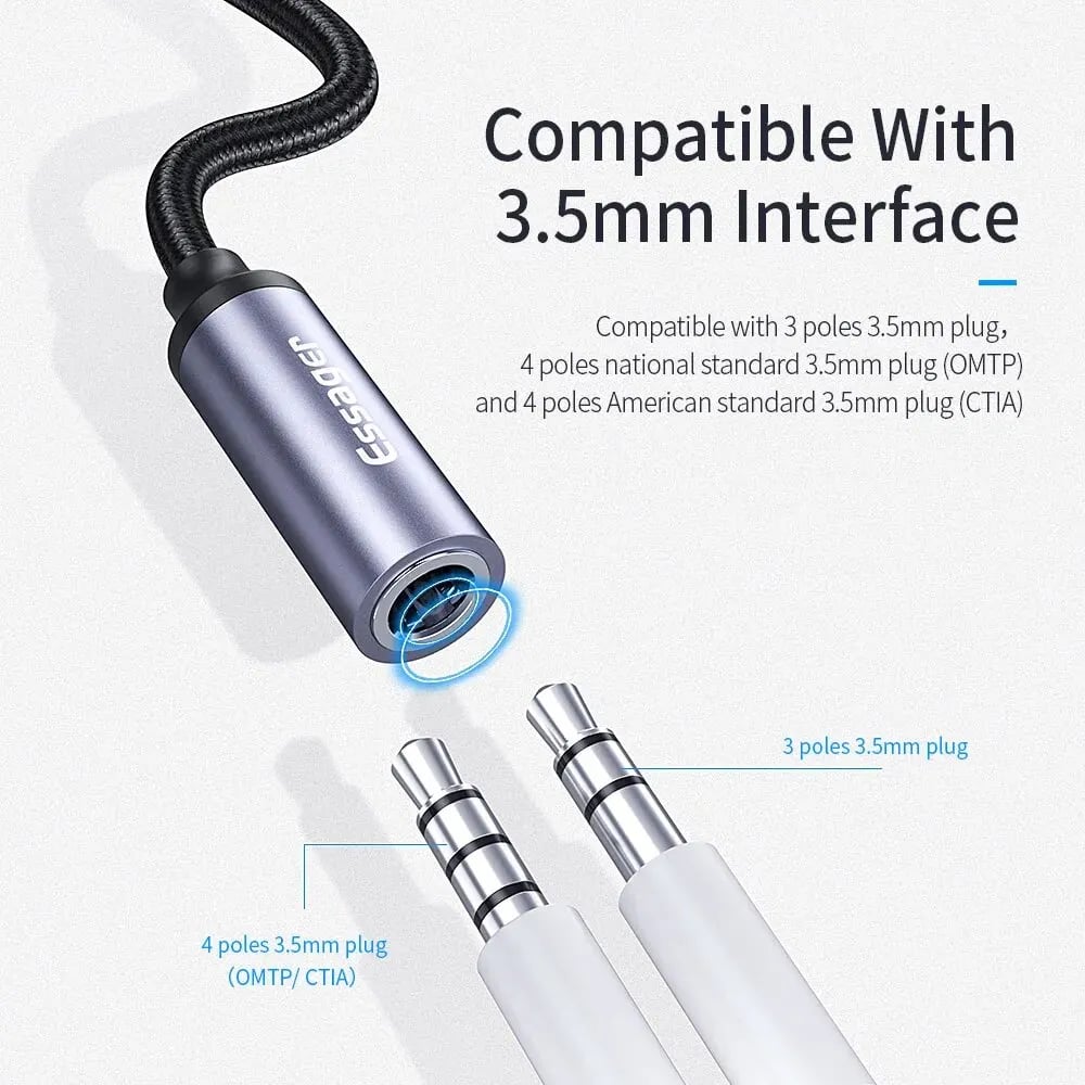 Essager USB Type C 3.5 Jack Earphone Adapter USB C to 3.5mm Headphones AUX Audio Adapter Cable For Huawei P30 Xiaomi Mi 10 9 Es - Image 5