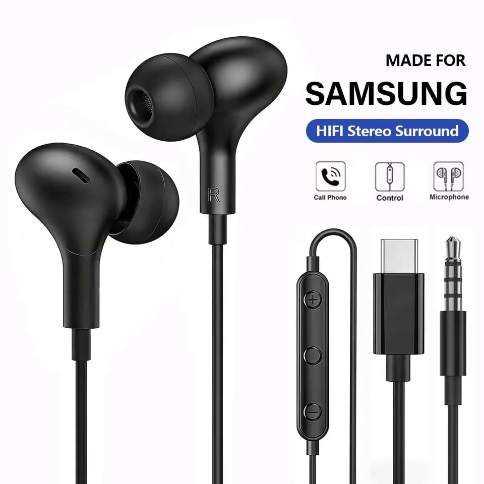 USB C Headphone for Samsung Galaxy S24 S25 S26 Ultra A17 A54 Magnetic Wired Earbuds Noise Canceling in Ear Earphones with Mic - Image 2