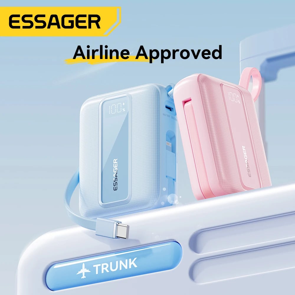 Essager 20000mAh Power Bank Portable Charger Powerbank With built-in 2 Cables 22.5W Fast Charge External Battery For iphone 16 - Image 2