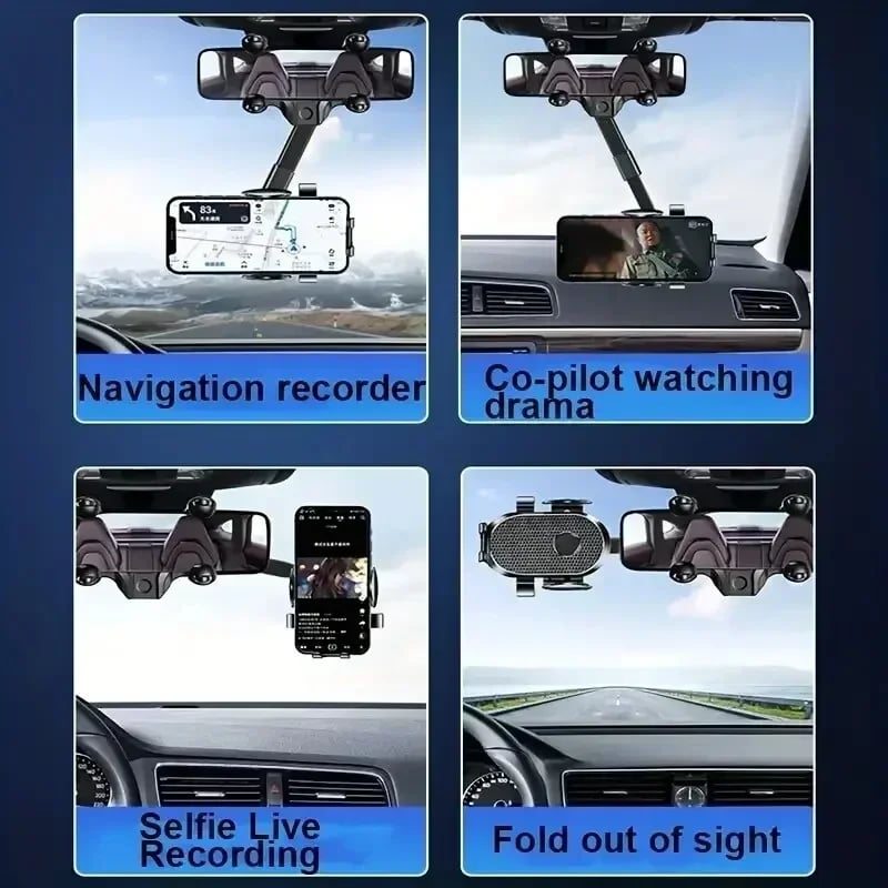 Rearview Mirror Phone Holder for Car, 360° Rotating Rear View Mount  Multifunctional GPS Universal Car All Smartphones - Image 3