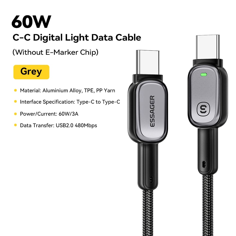 Essager 100W Type C To Type C Cable For iPhone16 15 Xiaomi Samsung Huawei PD Fast Charging For Macbook Tablet Laptop LED Cable - Image 7