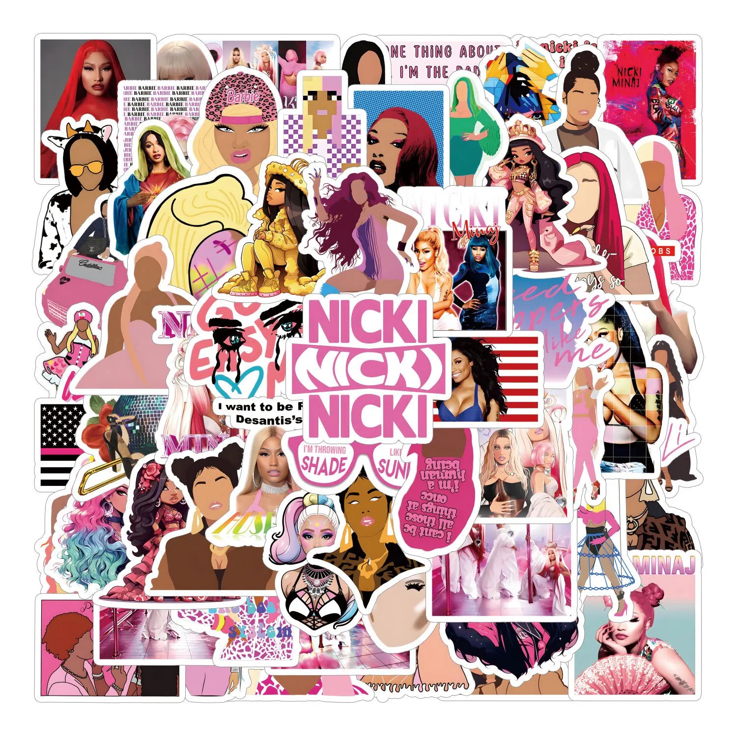 60Pcs/Pack Nicki Minaj Stickers Decals Phone Scrapbook Skateboard Suitcase Refrigerator Graffiti Aesthetic Stickers 100K+ simil - Image 2