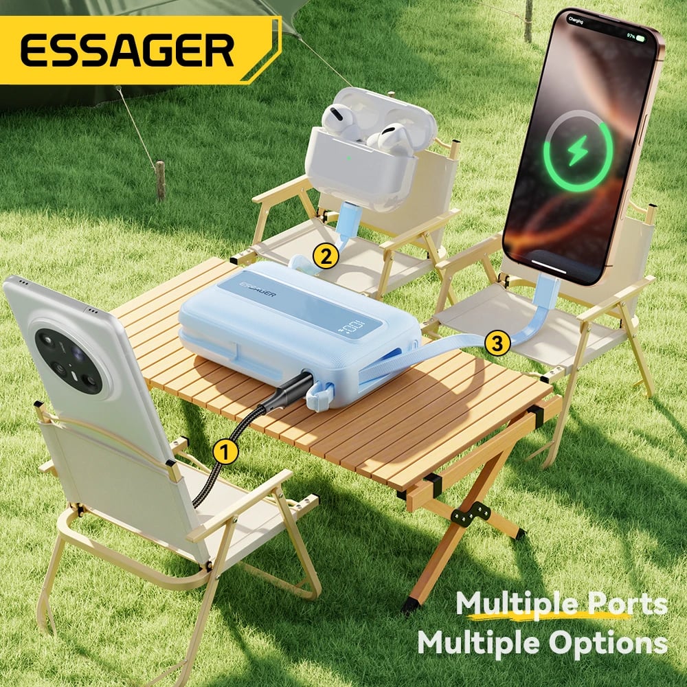 Essager 20000mAh Power Bank PD22.5W Dual Cable Fast Charging Powerbank Portable External Battery Charger For iphone Huawei ipad - Image 4