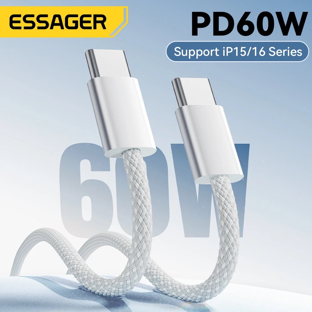 Essager 60W USB Type C to Type C Cable For iphone 16 15 14 Pro Xiaomi Huawei Fast Charging USB C Cable For Samsung Fast Cable - Image 1