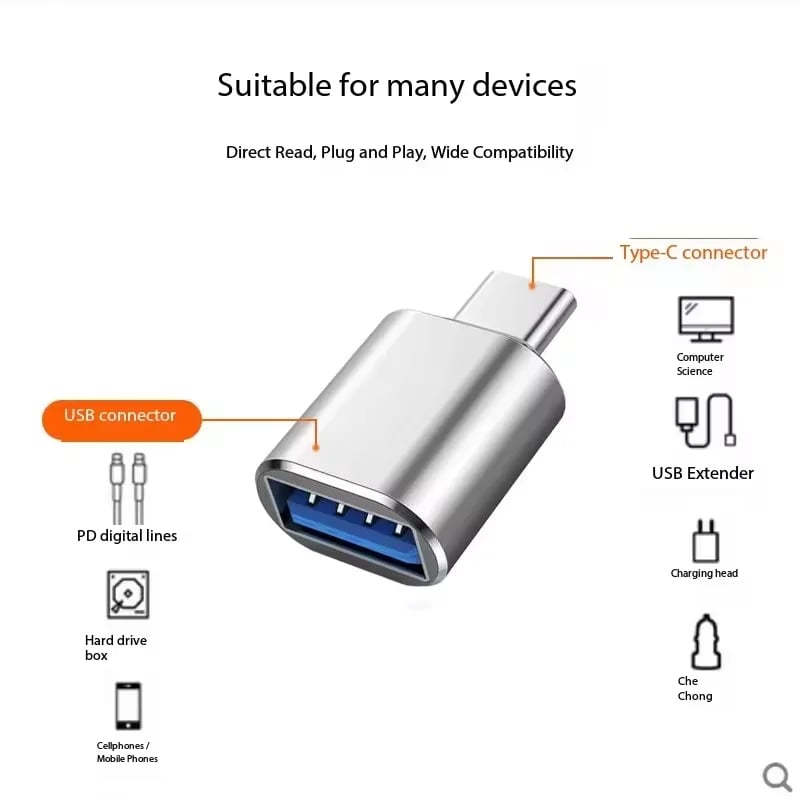 Type-C para USB 3.0 OTG adapter USB to Type-C interface iPhone 15 Samsung S21 Xiaomi Huawei mouse plug tablet adapter - Image 2