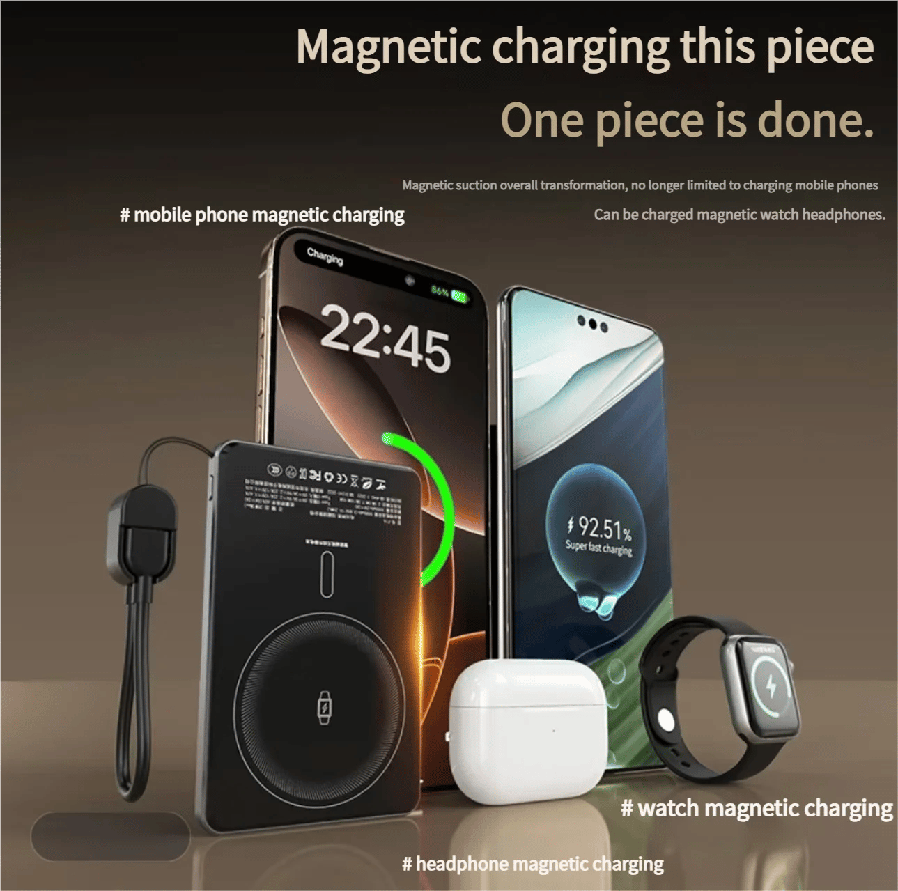 10000mAh Magnetic Power Bank Super Slim 20W Wireless Fast Charging External Battery for For iWtach MagSafe PowerBank for iPhone - Image 2