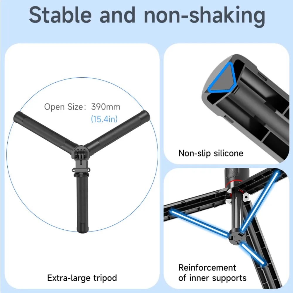 Roreta 1.7M Selfie Stick Wireless Tripod Stand with Bluetooth Remote Extendable Tripod for Mobile Phone Tlktok Live Streaming - Image 5