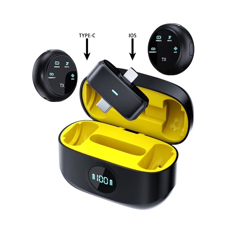 2in1 Professional Wireless Lavalier Microphone for Type-c/IOS Receiver Live broadcast/interview/Recording Noise Microphone - Image 8