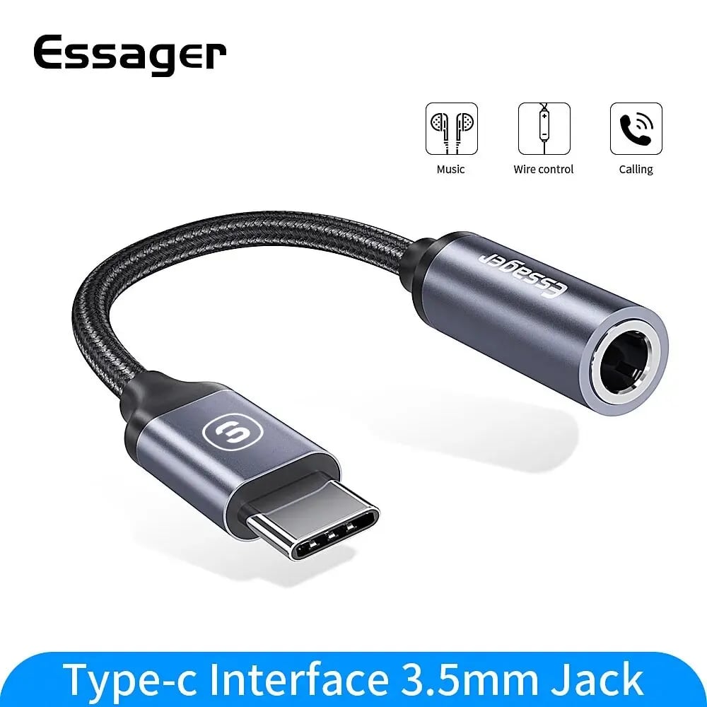 Essager USB Type C 3.5 Jack Earphone Adapter USB C to 3.5mm Headphones AUX Audio Adapter Cable For Huawei P30 Xiaomi Mi 10 9 Es - Image 2