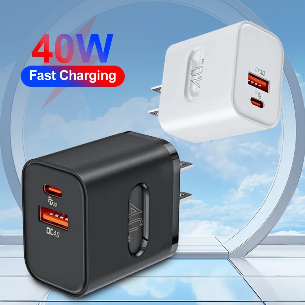 Total 40W USB Fast Charger PD Quick Charge Phone Charger EU/US Plug Adapter For iPhone Xiaomi Samsung Huawei USB C Wall Charger - Image 1