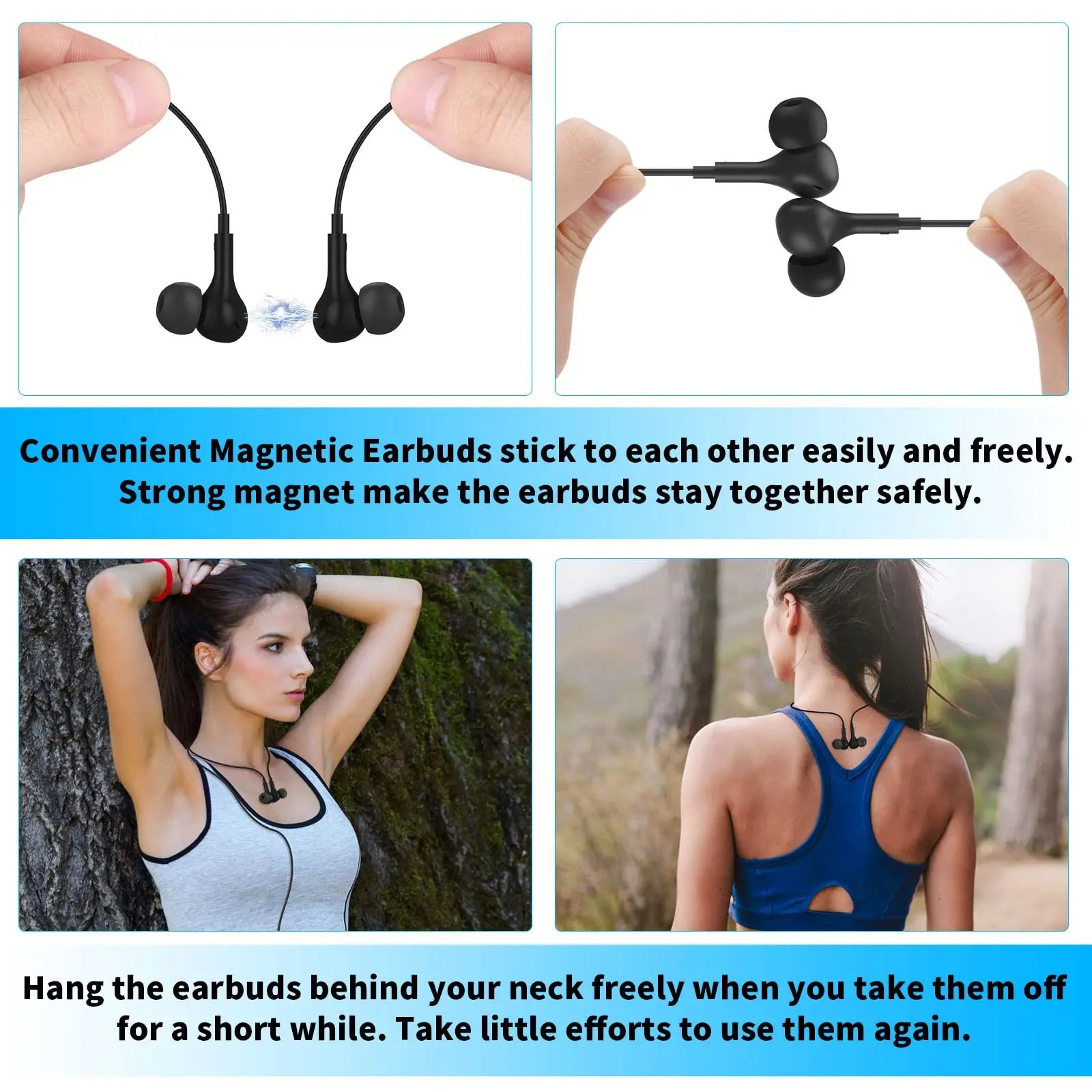 USB C Headphone for Samsung Galaxy S24 S25 S26 Ultra A17 A54 Magnetic Wired Earbuds Noise Canceling in Ear Earphones with Mic - Image 3