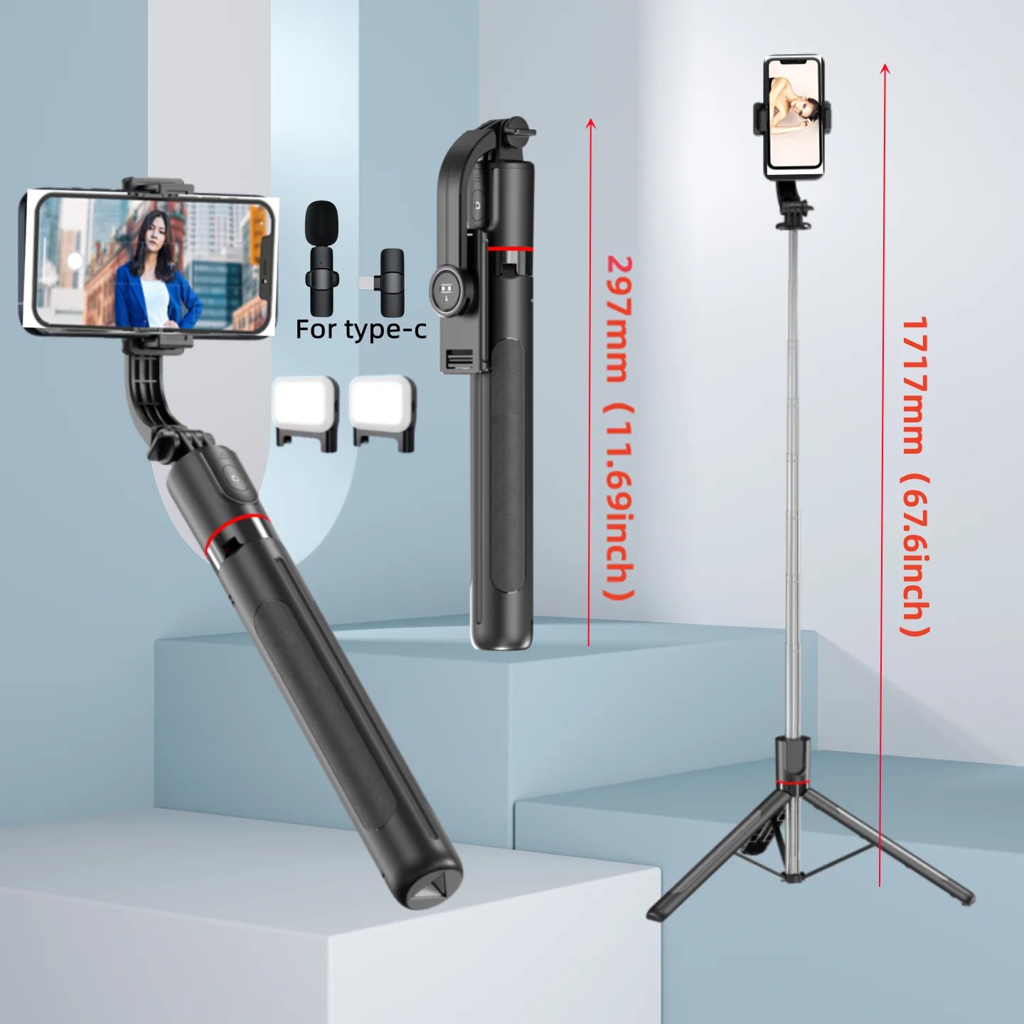 Roreta 1.7M Selfie Stick Wireless Tripod Stand with Bluetooth Remote Extendable Tripod for Mobile Phone Tlktok Live Streaming - Image 11