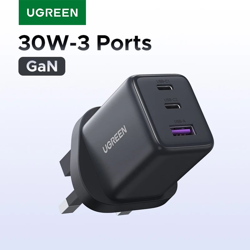 【UK Plug】UGREEN 20W 30W GaN Charger Mini PD 3.0 USB C Phone Charger For iPhone 16 15 14 Pro Samsung S25 Xiaomi Tablet iPad Air - Image 1