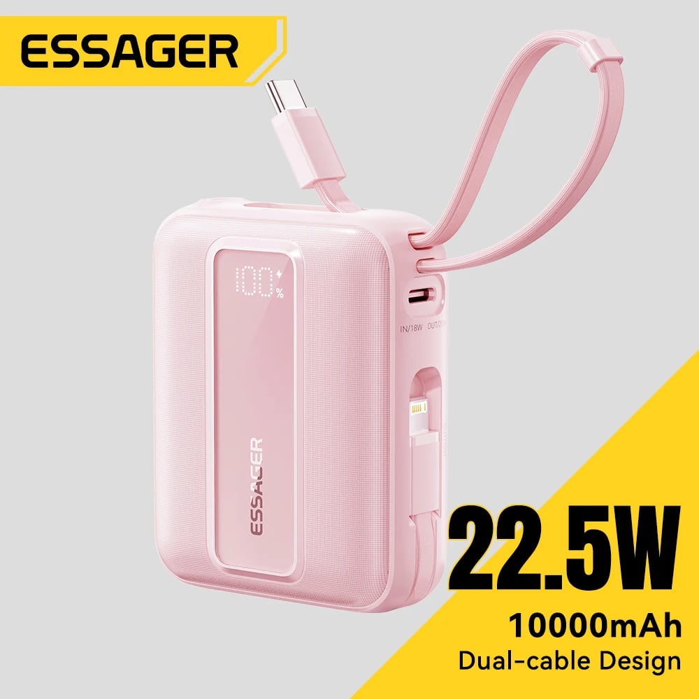 Essager 20000mAh Power Bank PD22.5W Dual Cable Fast Charging Powerbank Portable External Battery Charger For iphone Huawei ipad - Image 2