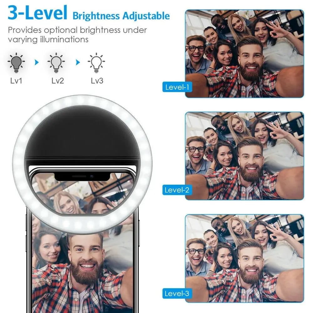 USB Powered LED Selfie Ring Light with Phone Lens for iPhone Samsung Xiaomi Huawei Mobile Phone Photography Selfie Lamp Accessor - Image 3