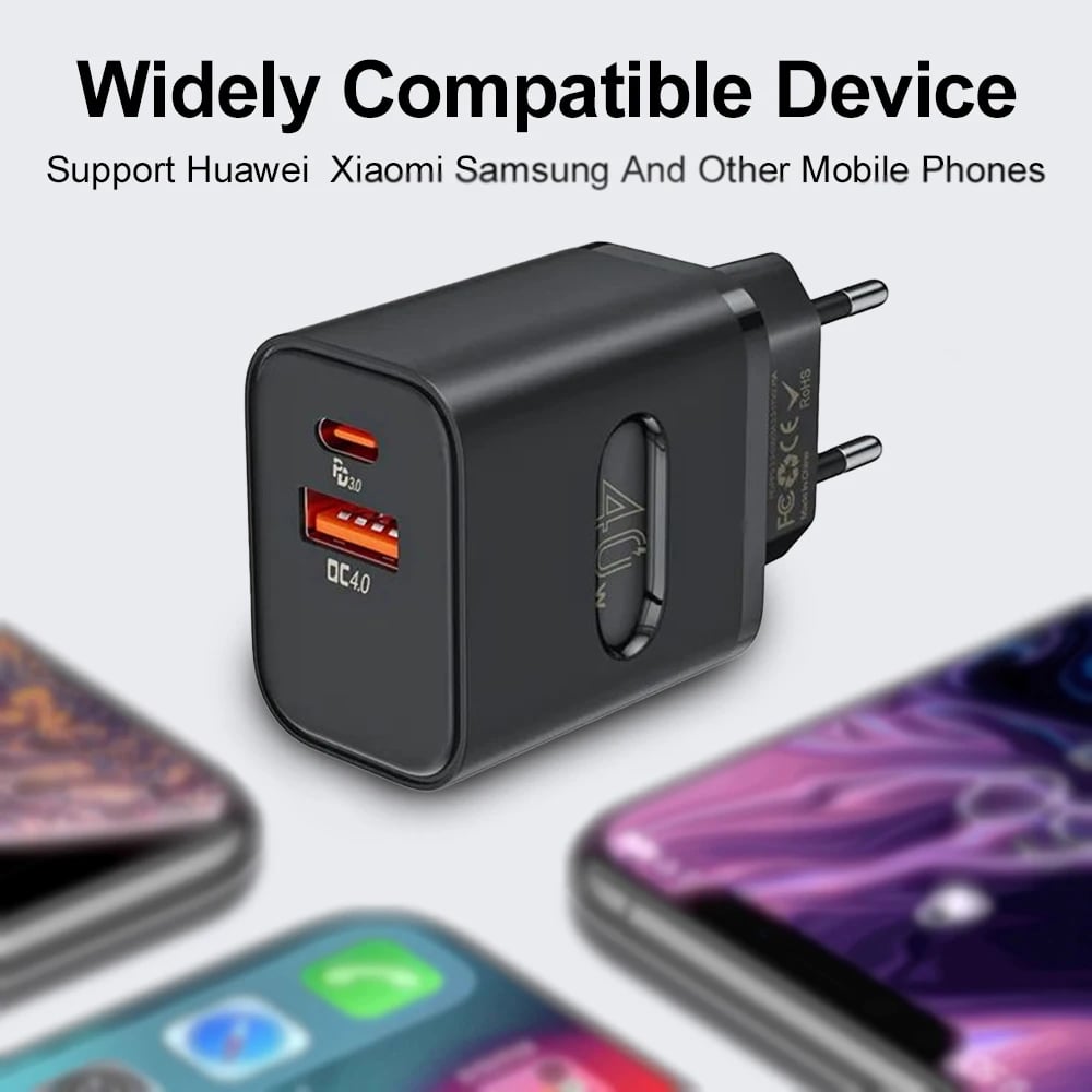 Total 40W USB Fast Charger PD Quick Charge Phone Charger EU/US Plug Adapter For iPhone Xiaomi Samsung Huawei USB C Wall Charger - Image 4