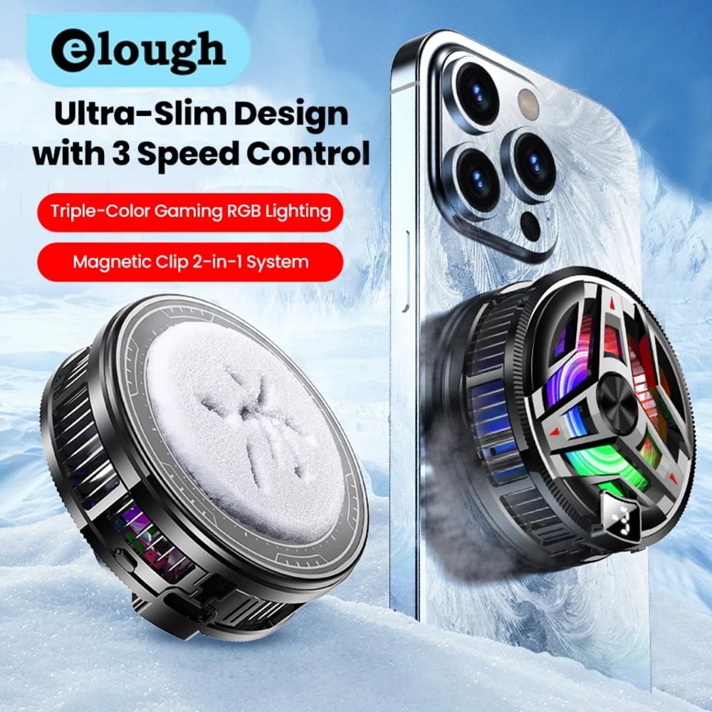 Elough FC68 Mobile Phone Ice Cooler Magnetic Cooling Fan Case Radiator For PUBG Gaming Back Clip Cool Heat Sink For Smartphones - Image 1