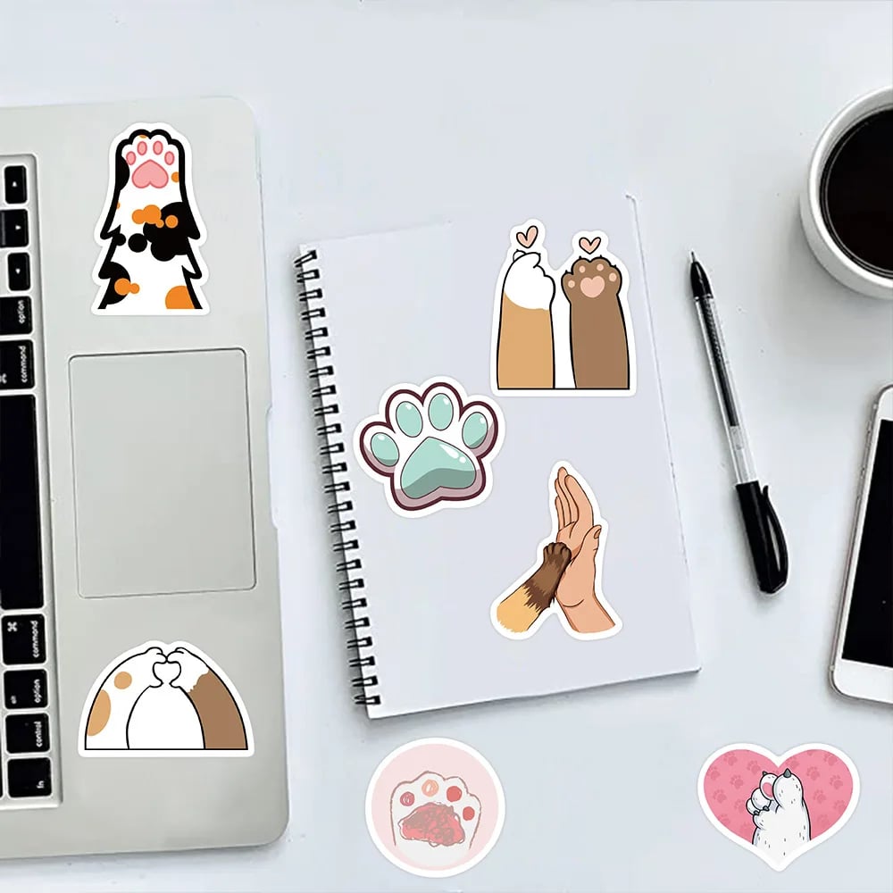 Cat Paw Stickers, Cute Paw Print Stickers, 61PCS Funny Vinyl Waterproof Stickers for Water Bottle Laptop Journal Scrapbook - Image 6